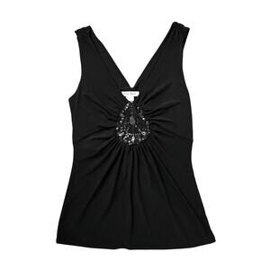 WHITE HOUSE BLACK MARKET Vintage '90s Womens (S) Black Jeweled Sleeveless Top